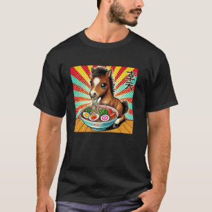 Camiseta Arte japonés pop Amante de fideos Cute Caballo Pot