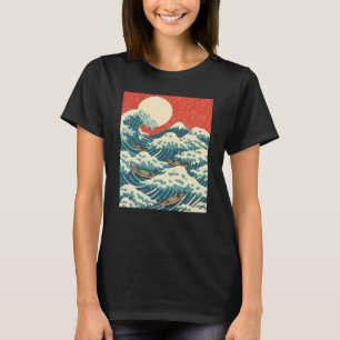 Camiseta Arte japonés retro de la gran ola de Hokusai