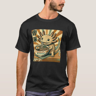 Camiseta Arte Japonés Retro Fauna Amante De Fideos Ajolote 