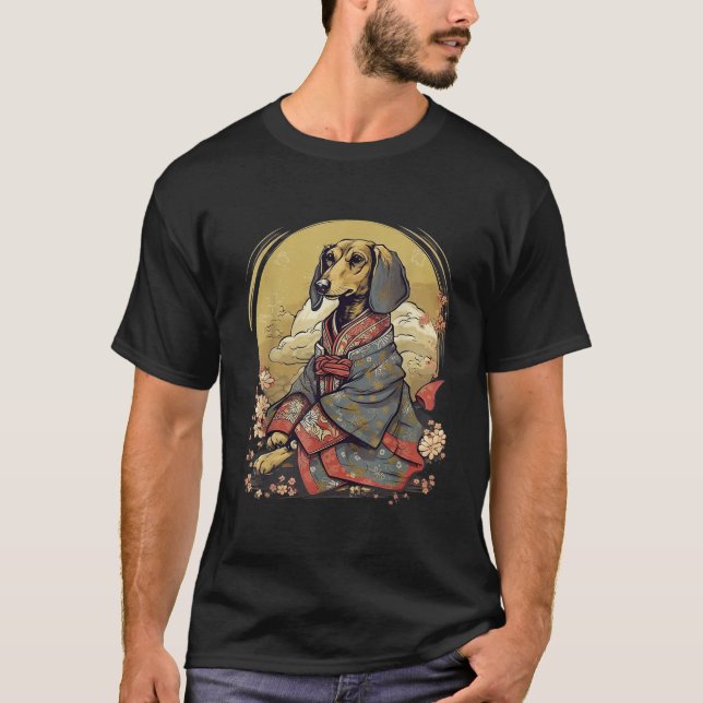 Camiseta Arte japonés: Samurai Dachshund Perro T Shirt (Anverso)