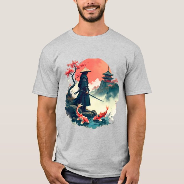 Camiseta Arte Japonés – Samurái en el Jardín (Anverso)