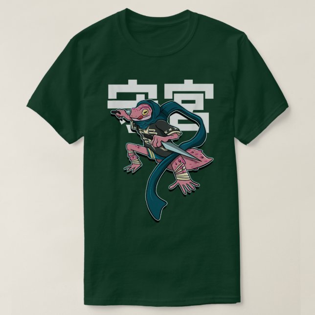 Camiseta Arte japonés Samurai ventilado Gecko Retro D (Diseño del anverso)