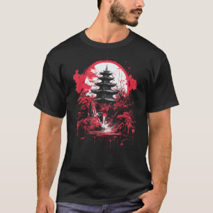 Camiseta Arte japonés Shinto Red Sun Bonsai Tree Japan Grap