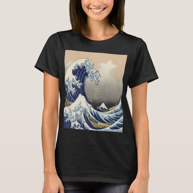 Camiseta arte japonés vintage paisaje oceánico gran ola (Anverso)