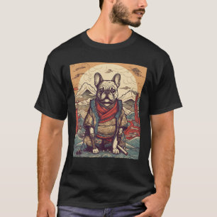 Camiseta Arte japonés vintage Samurai Bulldog francés T Shi