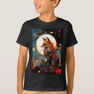 Camiseta Arte japonés vintage zorro en la escena nocturna d