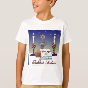 Camiseta Arte Judaica Impresión Shabbat Shalom