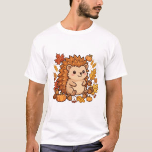 Camiseta Arte lindo de Acción de Gracias de erizo de otoño