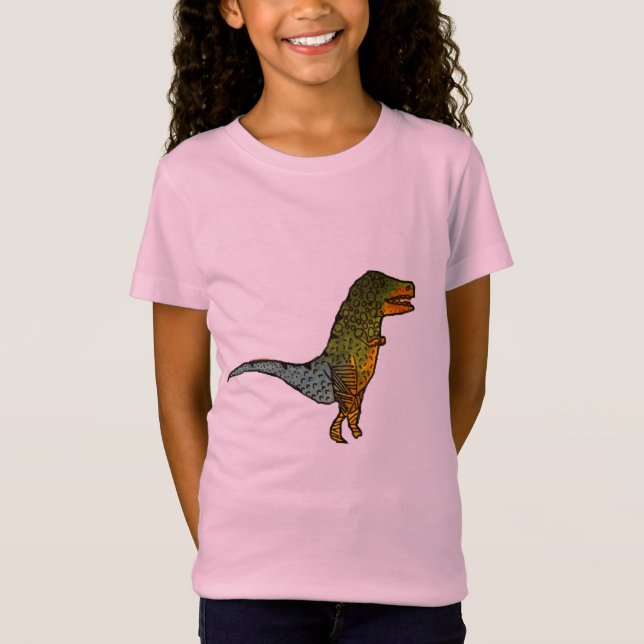 Camiseta Arte lindo del dinosaurio de T-Rex de los chicas (Anverso)