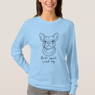 Camiseta Arte lineal de Bulldog Francés. Construido pequeño