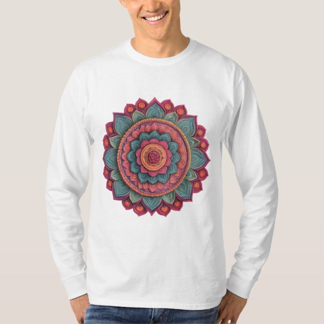 Camiseta Arte Mandala - Diseño en capas vibrante (Anverso)