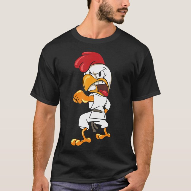 Camiseta Arte marcial de pollo Ninja Karate Rooster (Anverso)