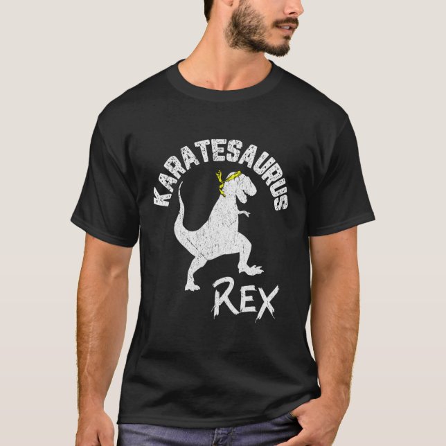 Camiseta Arte marcial divertido Karate Karatesaurus Rex Din (Anverso)