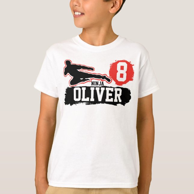 Camiseta Arte Marcial Ninja Warrior Tema Cumpleaños Niño (Anverso)