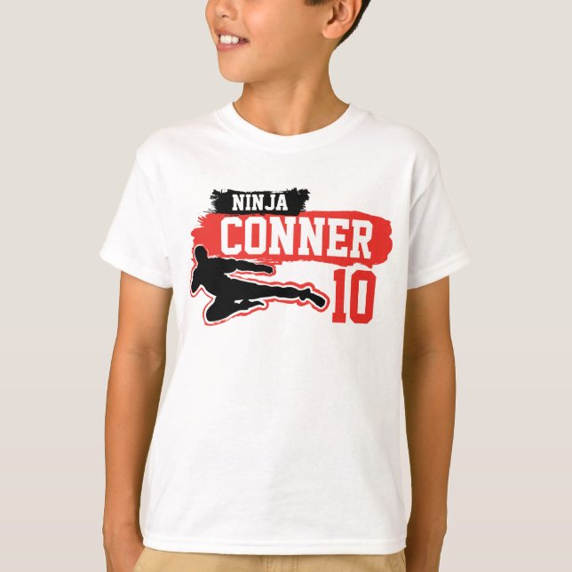 Camiseta Arte Marcial Ninja Warrior Tema Cumpleaños Niño (Anverso)
