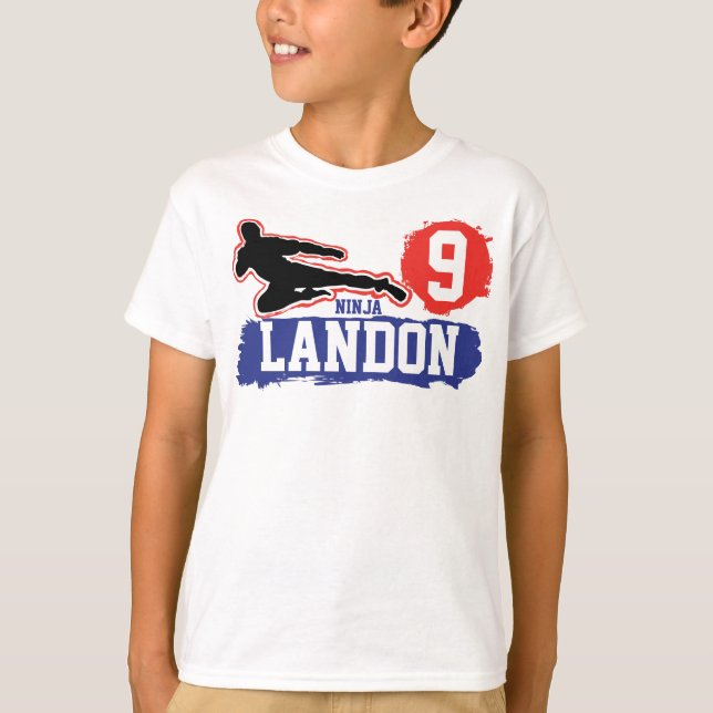 Camiseta Arte Marcial Ninja Warrior Tema Cumpleaños Niño (Anverso)