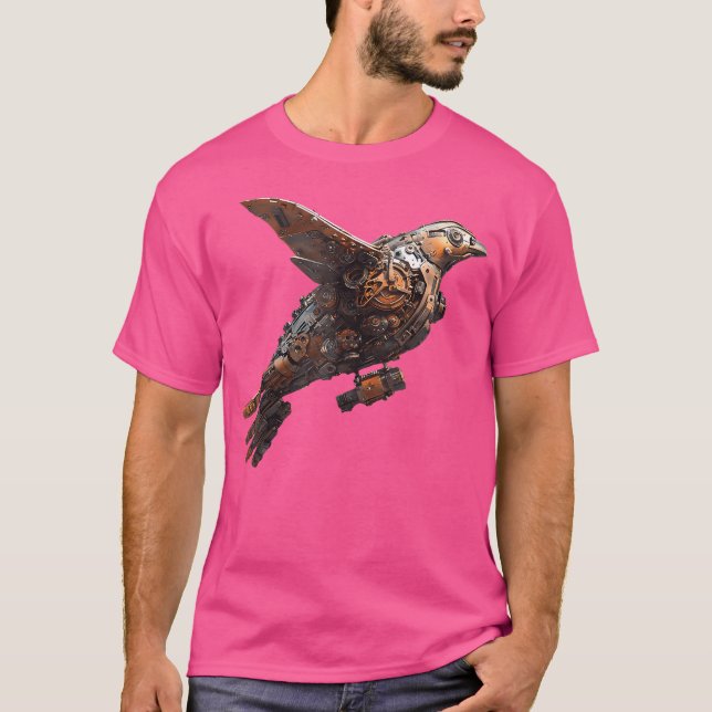 Camiseta Arte Mecánico de Ciencia Ficción Steampunk Bird (Anverso)