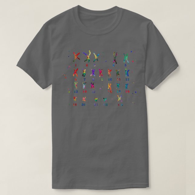 Camiseta Arte médico cromosómico acuarela femenino cariotip (Diseño del anverso)