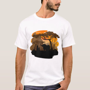 Camiseta Arte minimalista de la silueta del bosque de saban
