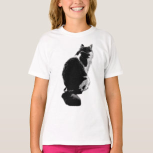 Camiseta Arte minimalista de tinta de silueta de gato