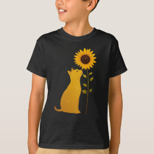 Camiseta Arte Minimalista del girasol que huele al gato