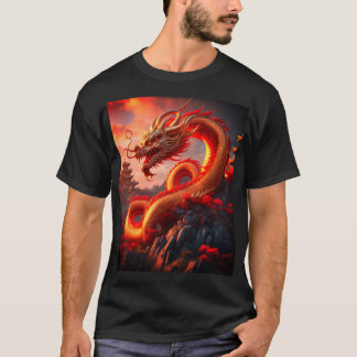 Camiseta Arte Mismático del Dragón de Fuego Rojo