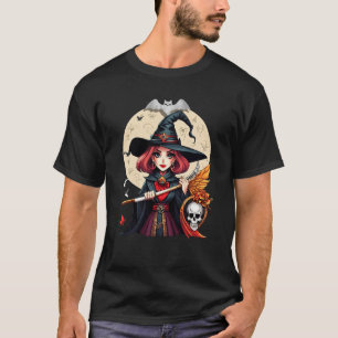 Camiseta Arte místico de Halloween de brujas con calavera y