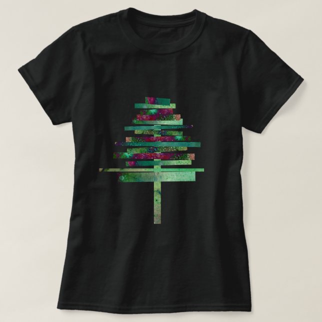 Camiseta Arte moderno artesanal árbol de Navidad (Diseño del anverso)