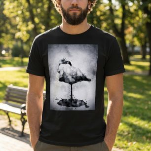 Camiseta Arte moderno de acuarela en negro y blanco de flam
