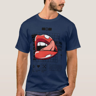 Camiseta Arte moderno de impresión de labios de lápiz labia