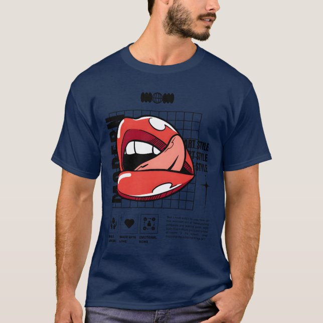 Camiseta Arte moderno de impresión de labios de lápiz labia (Anverso)