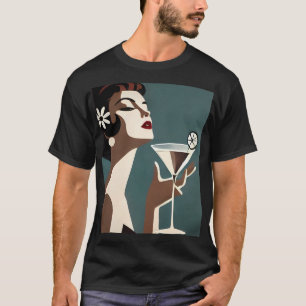 Camiseta Arte Moderno de Mitad de Siglo La DIva del Martini