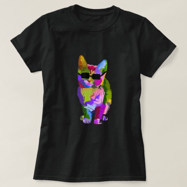 Camiseta Arte moderno genial arte pop kitty cat (Diseño del anverso)