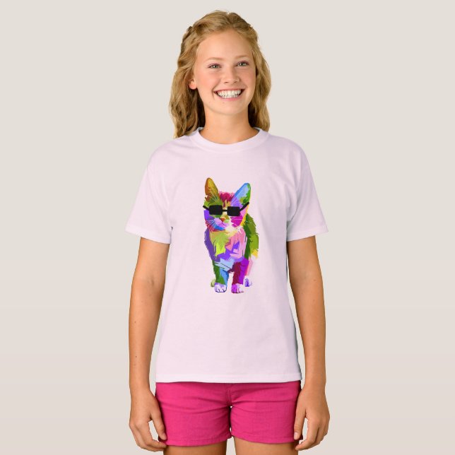 Camiseta Arte moderno genial arte pop kitty cat (Anverso completo)