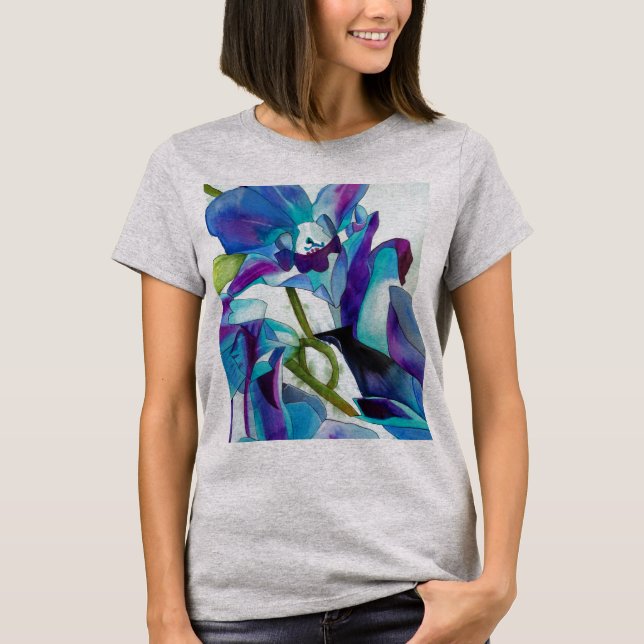 Camiseta Arte morado de las flores orquídeas de Singapur (Anverso)