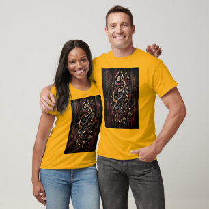 Camiseta Arte mural abstracto caligráfico 3D Royal Crimson
