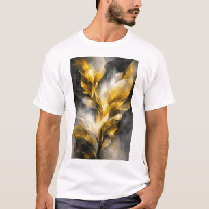 Camiseta Arte mural botánico abstracto dorado