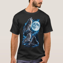 Arte mural de luna llena con lobos aulladores – Ma