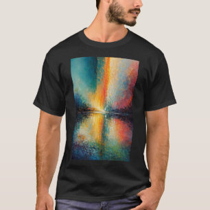 Camiseta Arte mural de paisaje abstracto colorido con refle