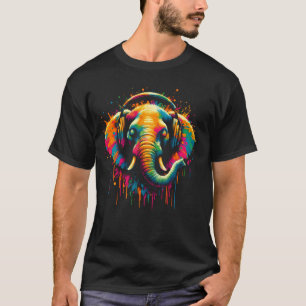 Camiseta Arte musical de auriculares de elefante genial Nav