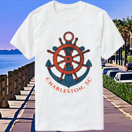 Camiseta Arte Náutico Hermoso de Charleston Carolina del Su