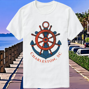 Camiseta Arte Náutico Hermoso de Charleston Carolina del Su