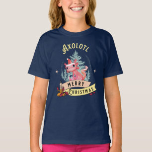 Camiseta Arte Navideño Divertido de Ajolote Adorable