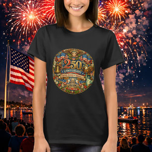 Camiseta Arte Nouveau Retro Aniversario 250 de EE. UU.
