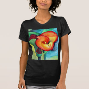 Camiseta Arte original anaranjado de la acuarela del lirio