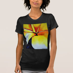 Camiseta Arte original de flor frangipano amarillo tropical