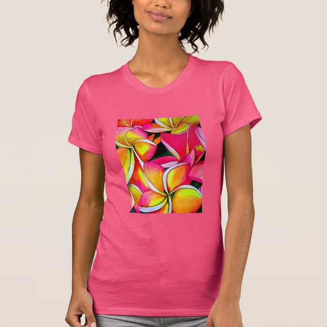 Camiseta Arte original de la flor del Neon Frangipani tropi (Anverso)