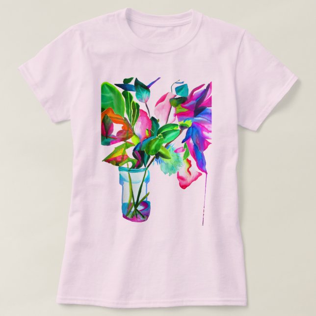 Camiseta Arte original de la flor del Neon Frangipani tropi (Diseño del anverso)