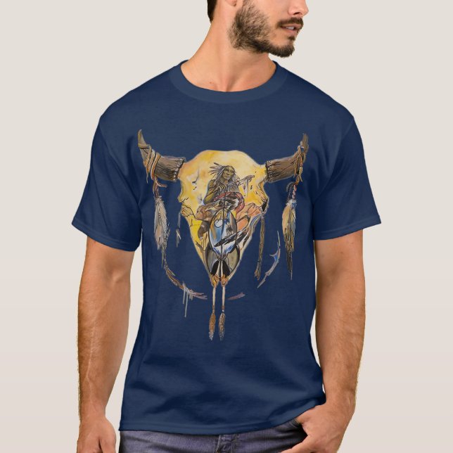 Camiseta arte original nativo americano Feather Headdress (Anverso)
