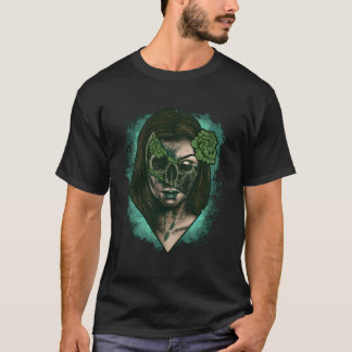 Camiseta Arte Oscuro Cráneo Femenino Grunge Occulto Horr es